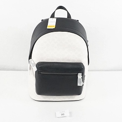 Coach West Leather/Canvas Signature Men's Backpack In Gunmetal/Black/Chalk