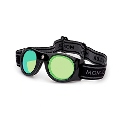 Moncler ML0051 01X Black Ski Goggles Branded Round Sport Acetate Frame 55-26
