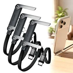 3-PACK 2-in-1 Holder Charger Cable-240W Fast Charging Cord with Phone Stand