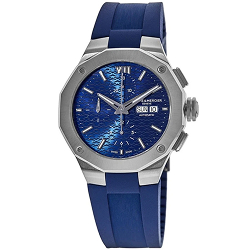 New Baume & Mercier Riviera Blue Chronograph Dial Rubber Strap Men's Watch 10623